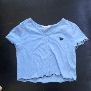 Blue butterfly crop top from SHEIN
